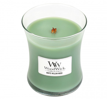 Woodwick White Willow Moss Candle Medium Jar Retail Box No
