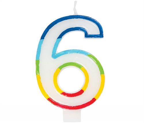 Casey 7cm Multicolor Numerical Birthday Candle Nr.6